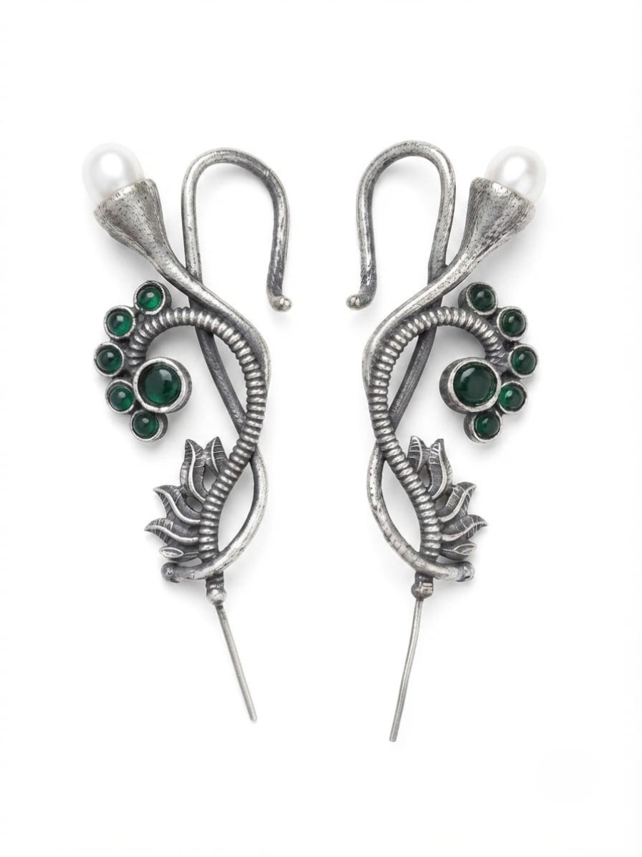 Traditional silver needle ear cuffs