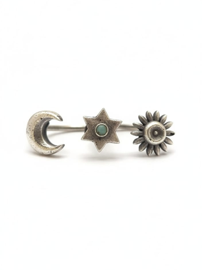 Boho celestial two finger ring women