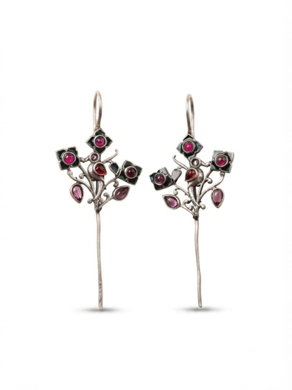 Traditional multicolor stone needle earrings