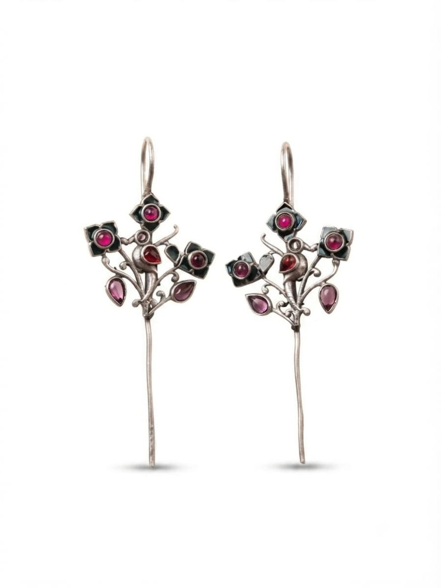 Traditional multicolor stone needle earrings
