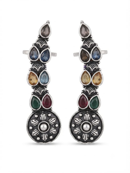 Traditional multicolored stone ear cuffs