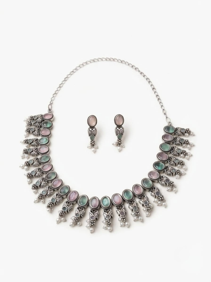 Traditional pink and green choker