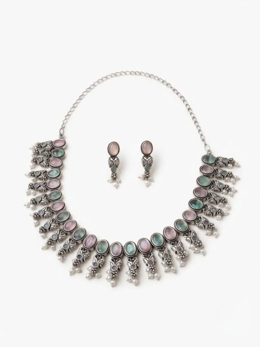 Traditional pink and green choker