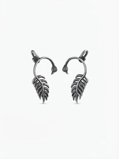 Ethnic oxidised silver ear cuffs
