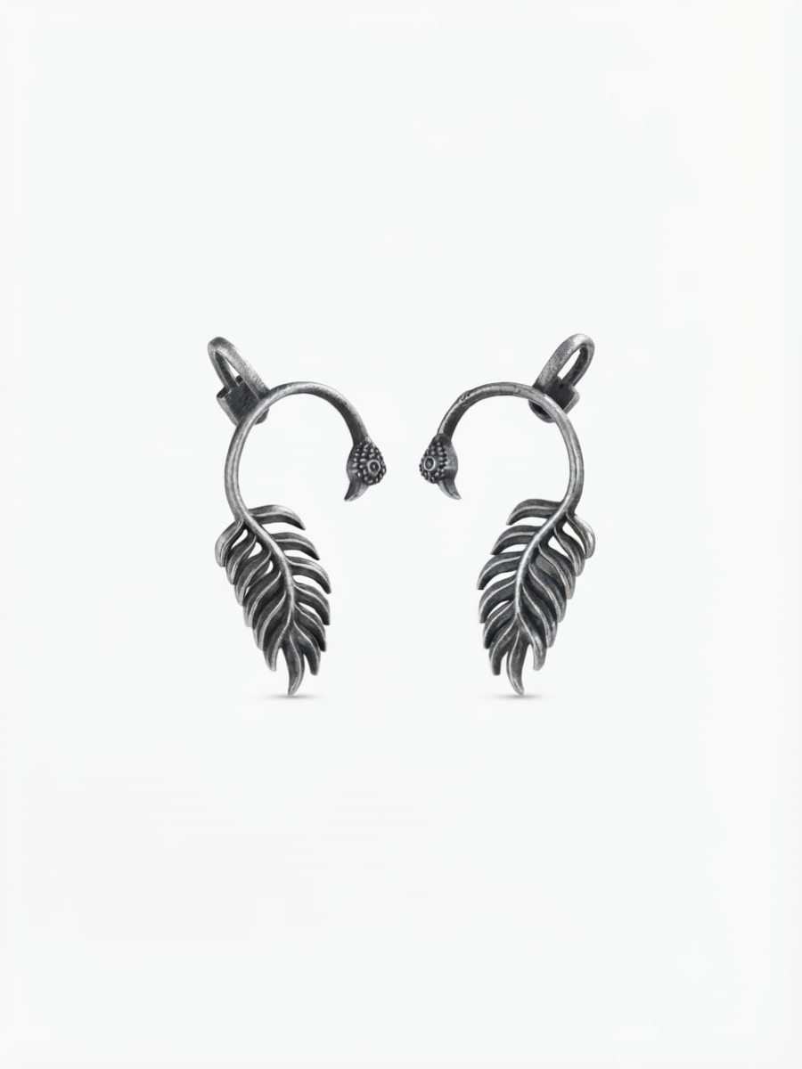 Ethnic oxidised silver ear cuffs
