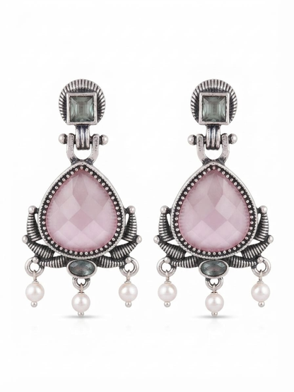 Handcrafted oxidized silver traditional earrings