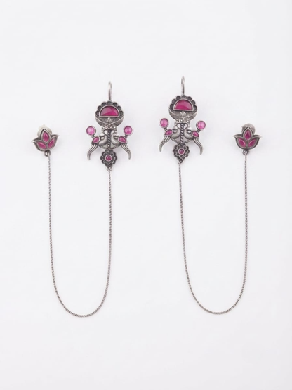 Traditional silver earcuff with stones