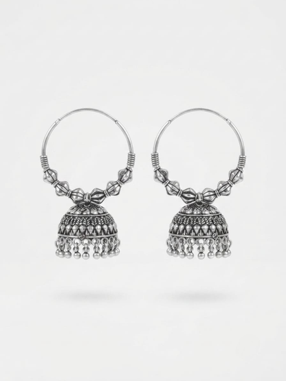 Oxidised silver traditional jhumka earrings