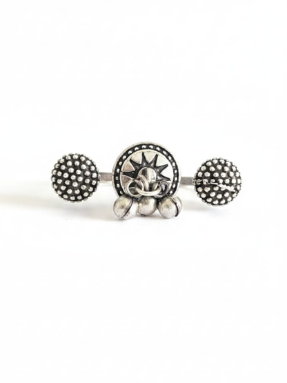 Tribal style two finger statement ring