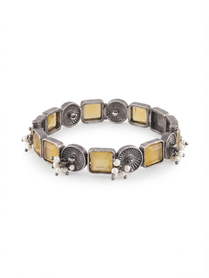 Traditional German silver yellow stone bracelet