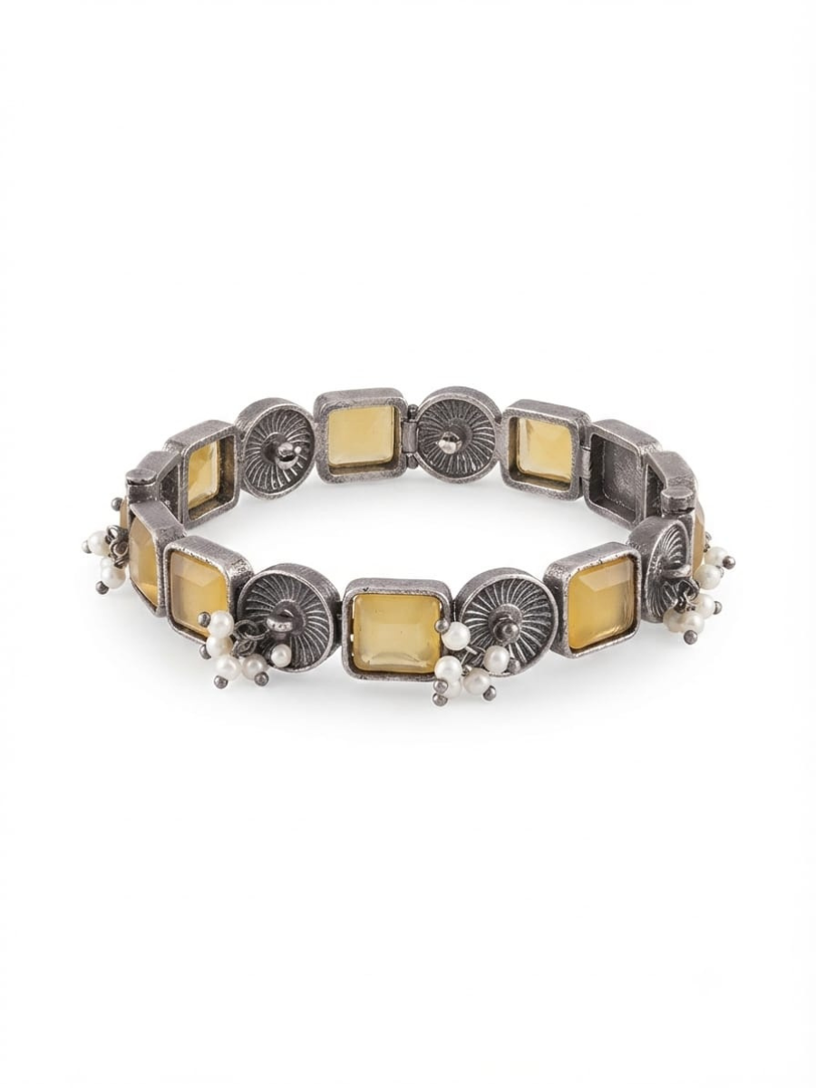 Traditional German silver yellow stone bracelet
