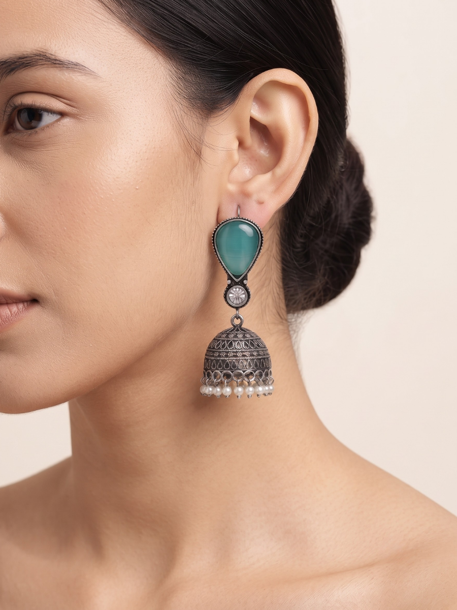 Ethnic turquoise stone dangle earrings