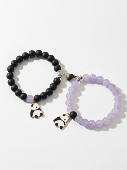 Buy Black and Purple Beaded Panda Charms Friendship Bracelets Online in India - TheJewelbox