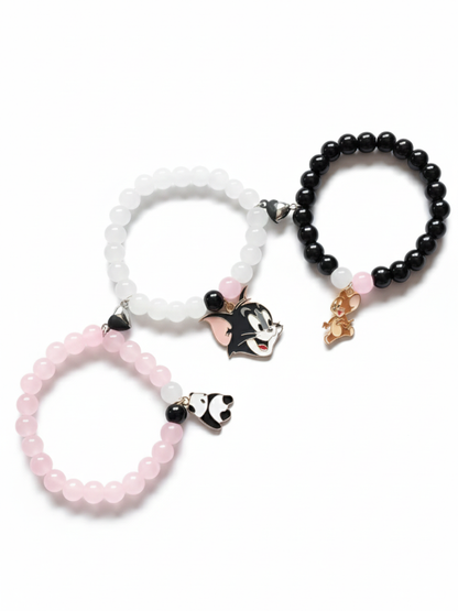 Panda, Tom and Jerry Charms Trio Friendship Beaded Bracelets - TheJewelbox