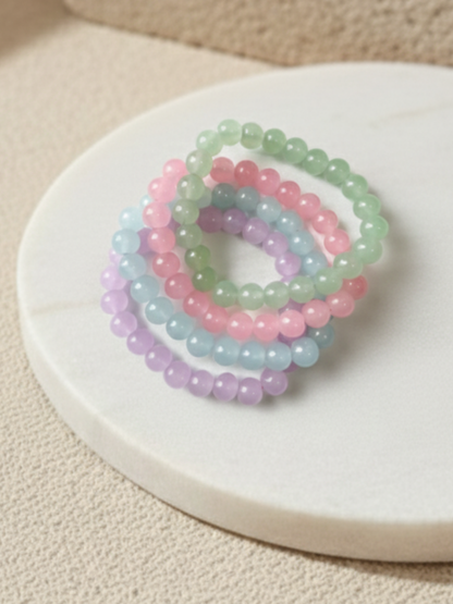 Buy Pastel Pink, Green, Blue and Purple Handmade Beaded Bracelets Online in India - TheJewelbox