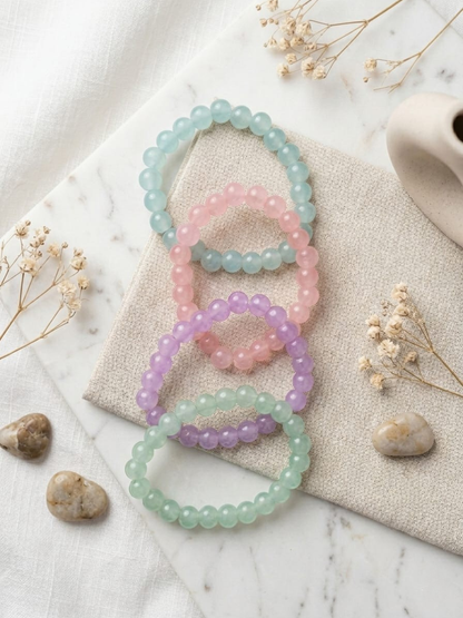 Buy Pastel Pink, Green, Blue and Purple Handmade Beaded Bracelets Online in India