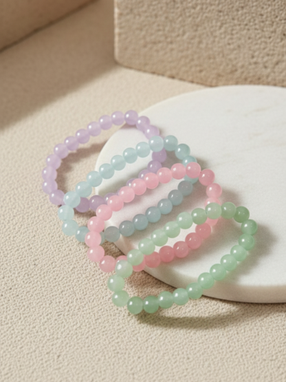Pastel Pink, Green, Blue and Purple Handmade Beaded Bracelets