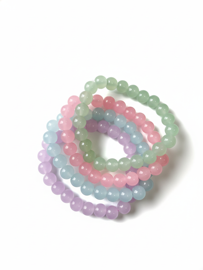 Pastel Pink, Green, Blue and Purple Handmade Beaded Bracelets - TheJewelbox
