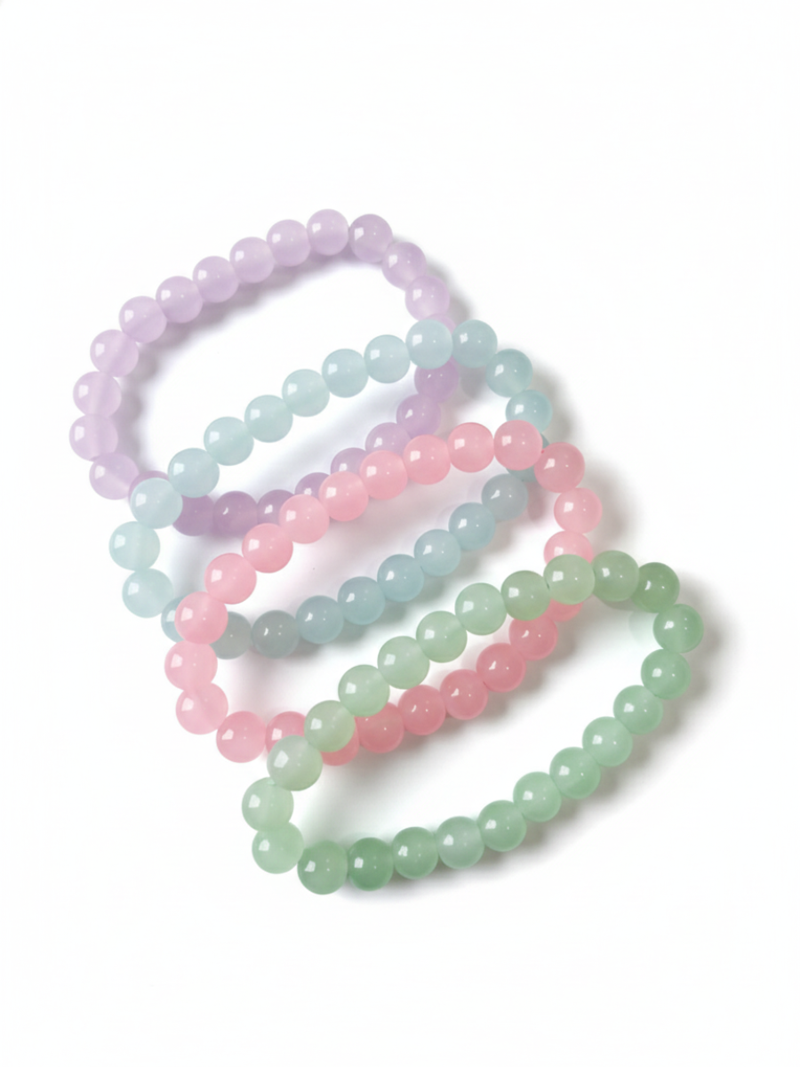 Handmade Pastel Pink, Green, Blue and Purple Beaded Bracelets