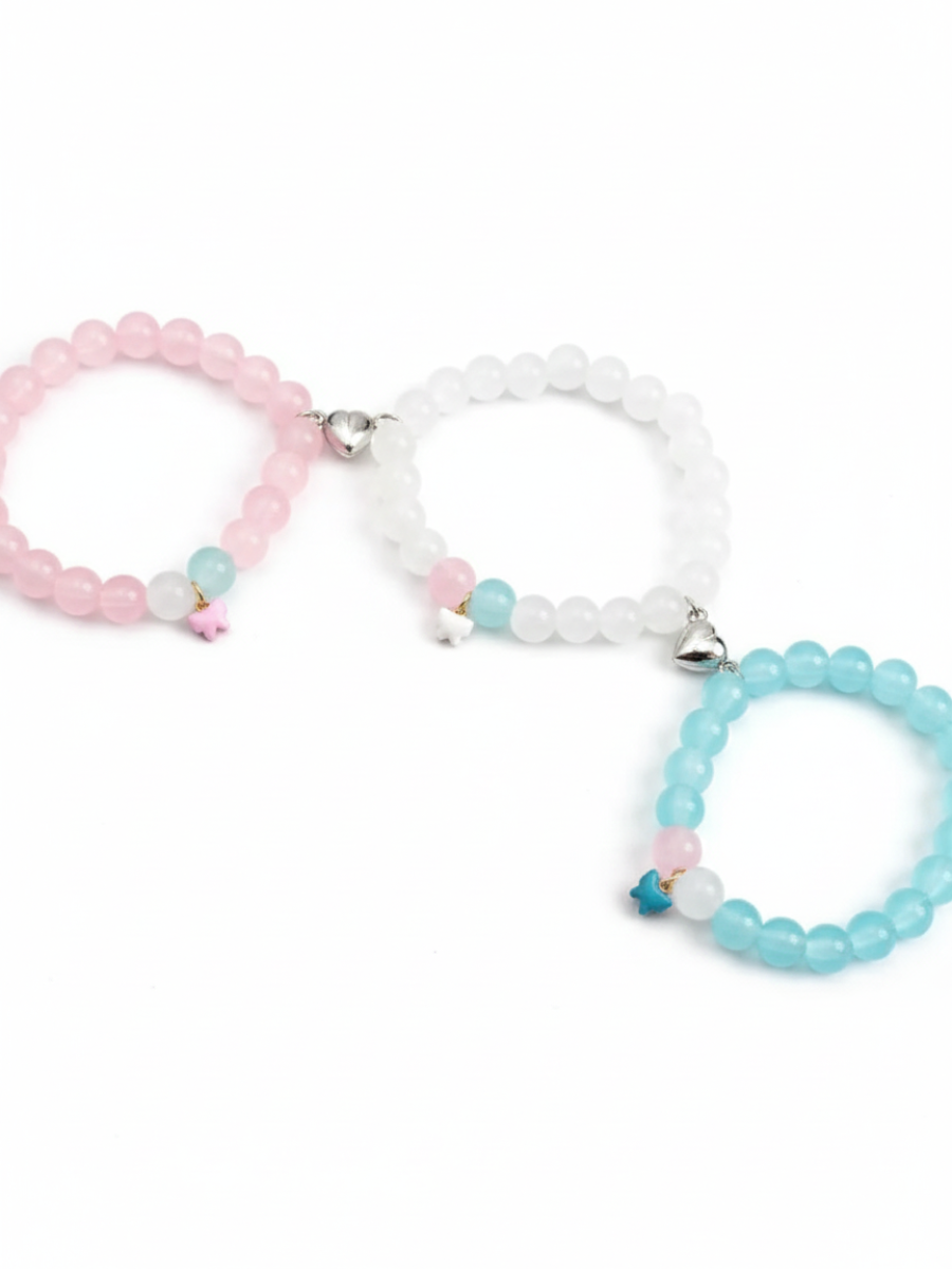Buy Butterfly Charms Pink, Sky Blue and White Beaded Friendship Bracelets Online in India - TheJewelbox