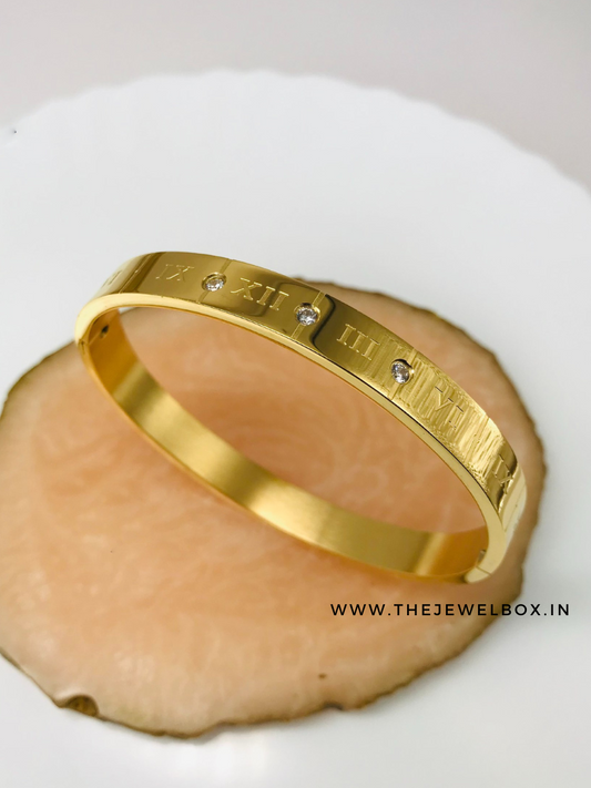 Buy Roman Letter Diamond Studded Golden Plated Bracelet - TheJewelbox