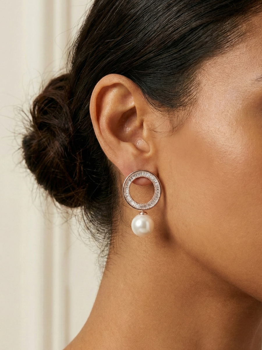 Modern pearl drop earrings for women