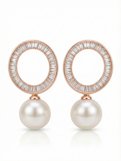 Geometric crystal stud earrings rose gold