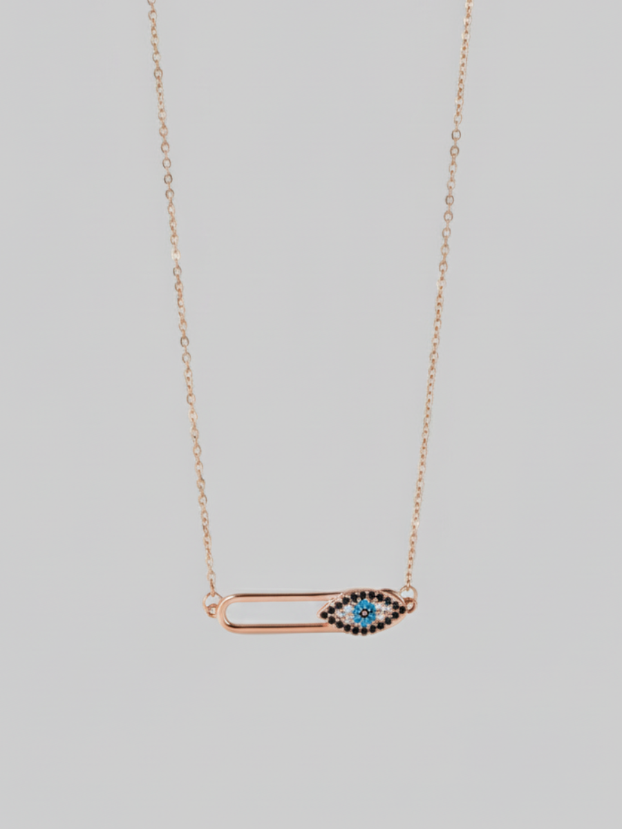Buy Rose Gold Evil Eye Minimal Diamond Pendant Necklace Online in India - TheJewelbox