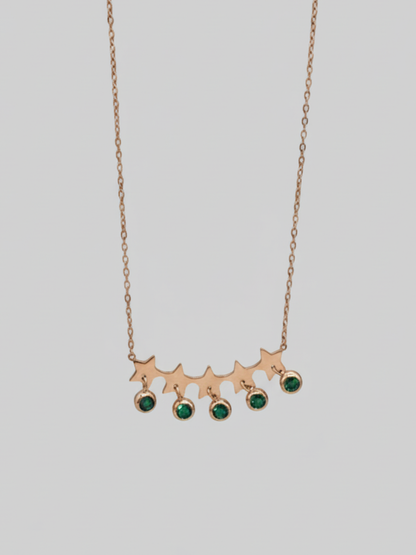 Buy Rose Gold Five Star Green Stone Pendant Necklace Online in India - TheJewelbox