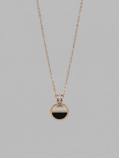 Buy Rose Gold Interlocked Black Stone Diamond Pendant Necklace Online in India - TheJewelbox
