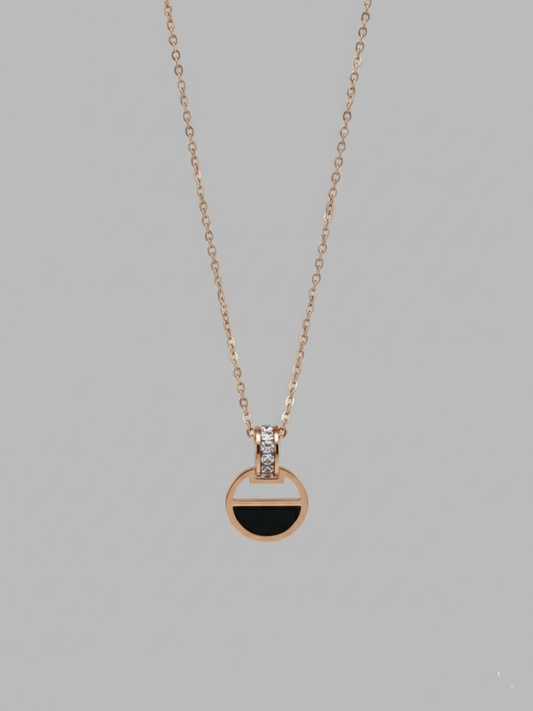Buy Rose Gold Interlocked Black Stone Diamond Pendant Necklace Online in India - TheJewelbox