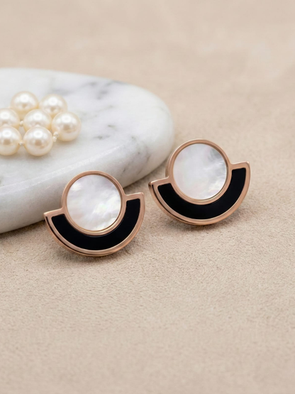 Rose gold geometric stud earrings