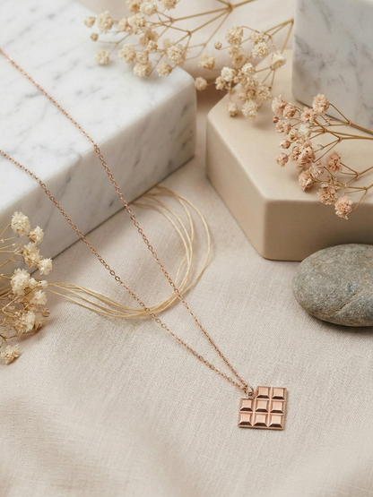 Buy Rose Gold Plated Chocolate Bar Pendant Chain Necklace Online in India