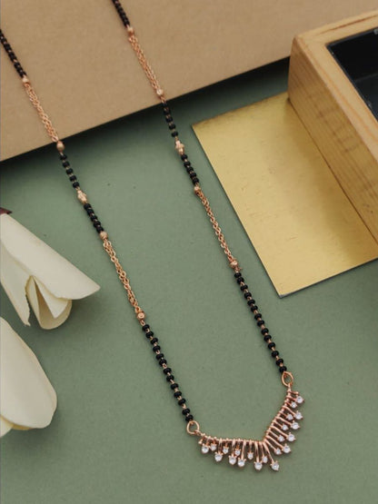 Buy Rose Gold Plated Designer American Diamond Pendant Mangalsutra Online - TheJewelbox