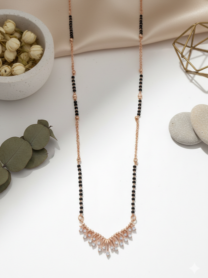 Buy Rose Gold Plated Designer American Diamond Pendant Mangalsutra Online