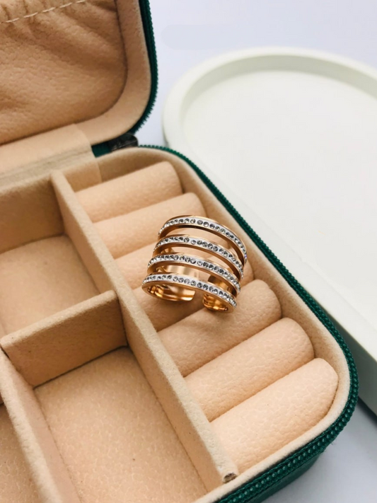 Buy Rose Gold Plated Four Lines Adjustable Diamond Ring - TheJewelbox