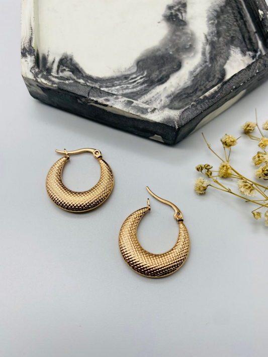 Buy Rose Gold Plated Round Textured Hoop Earrings - TheJewelbox