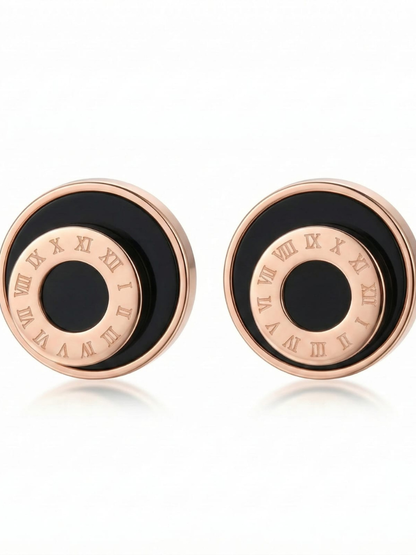 Minimalist rose gold geometric ear studs