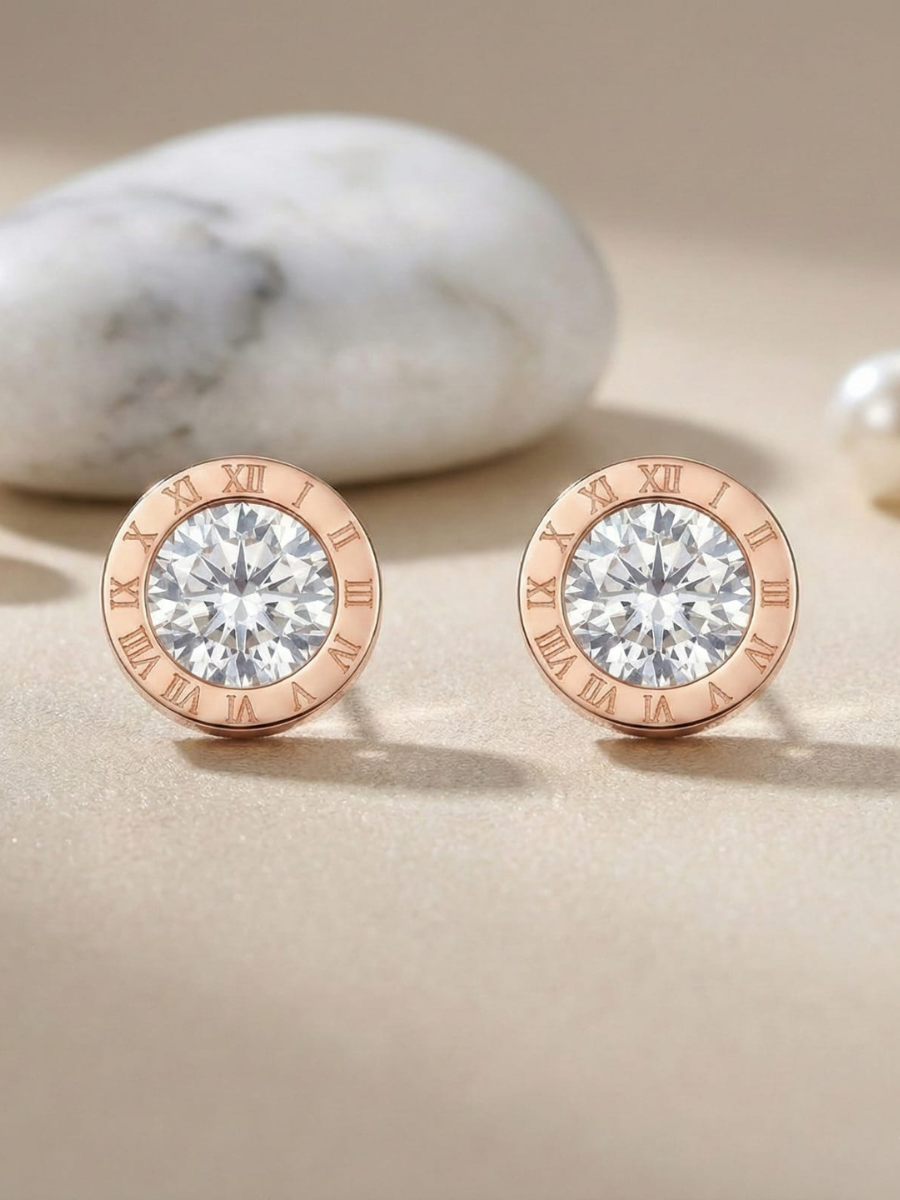 Rose gold solitaire stud earrings