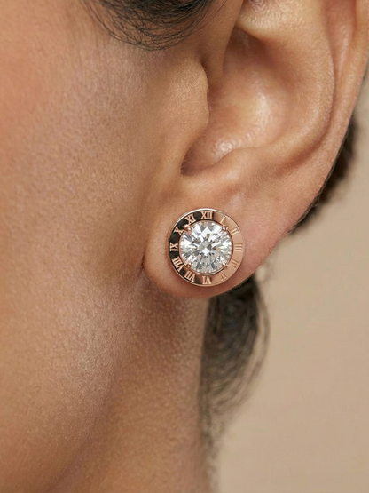 Minimalist rose gold stone studs