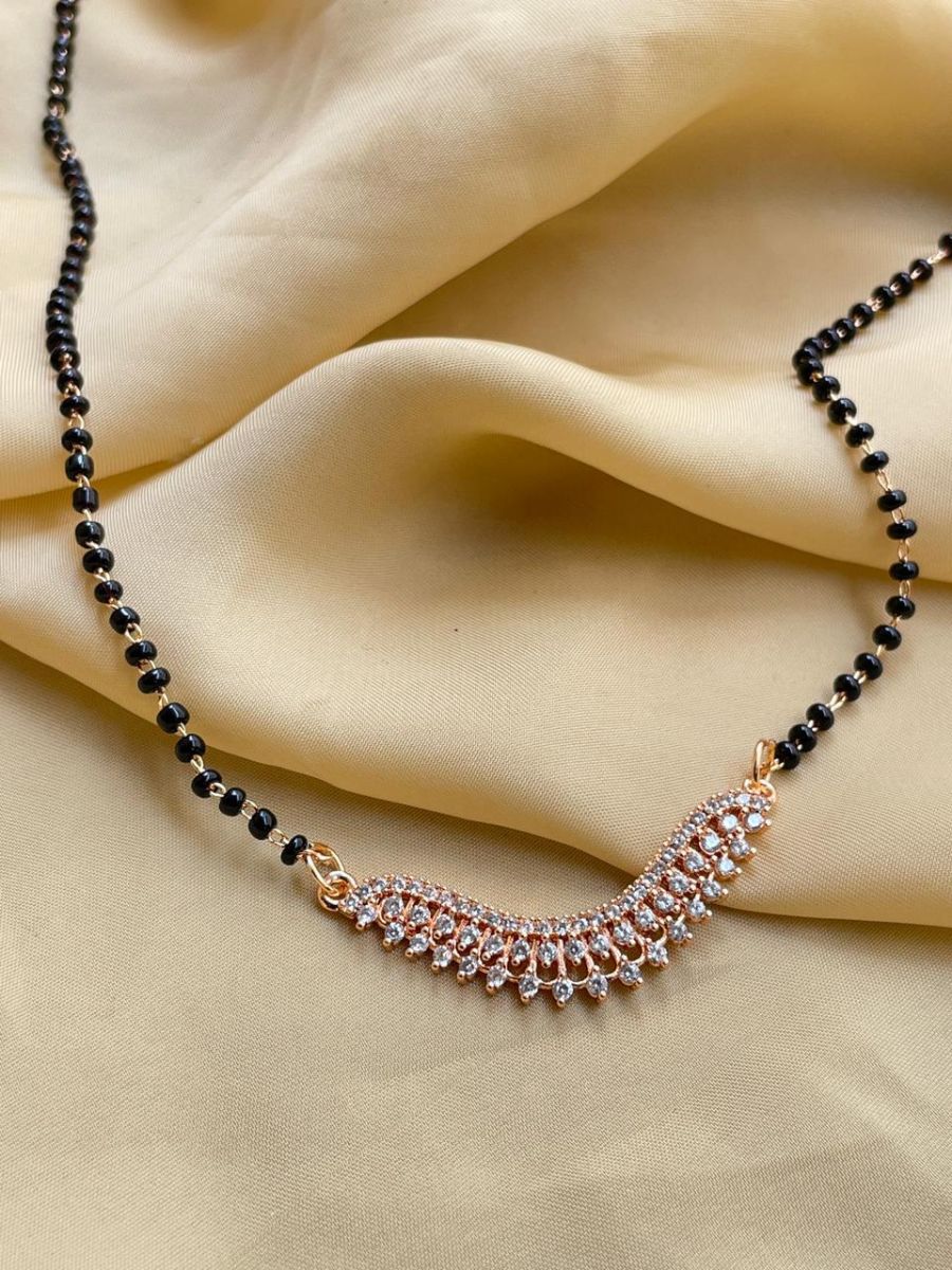 Buy Rose Gold Small American Diamond Pendant Mangalsutra - TheJewelbox