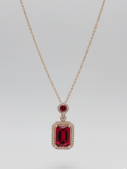 Buy Ruby Red Rectangular Pendant Rose Gold Chain Necklace Online in India - TheJewelbox