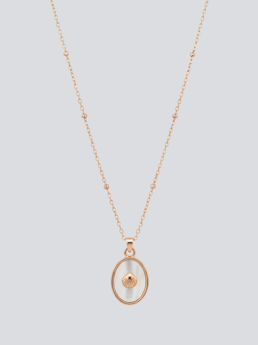 Buy Shell Mother of Pearl Oval Pendant Rose Gold Chain Necklace Online in India - TheJewelbox