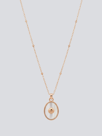 Buy Shell Mother of Pearl Oval Pendant Rose Gold Chain Necklace Online in India - TheJewelbox