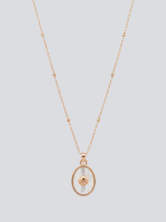 Buy Shell Mother of Pearl Oval Pendant Rose Gold Chain Necklace Online in India - TheJewelbox