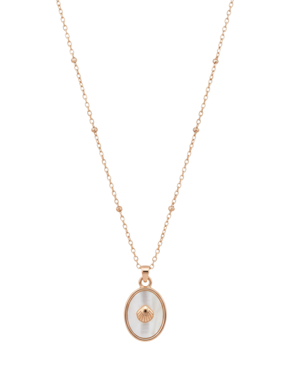 Shell Mother of Pearl Oval Pendant Rose Gold Chain Necklace