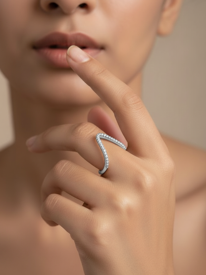 Silver Adjustable Diamond Vanki Ring