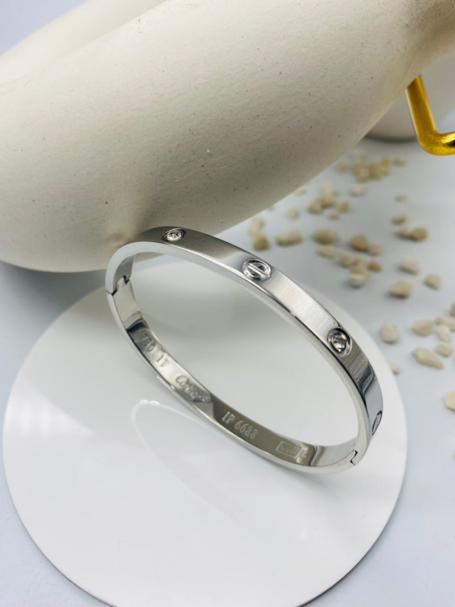 Buy Silver Plated Stainless Steel Diamond Love Bracelet - TheJewelbox