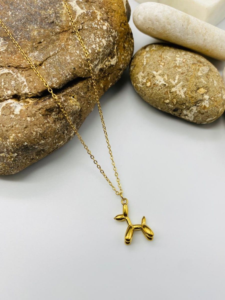 Buy Simple Balloon Puppy Charm Pendant Golden Chain Necklace Online - TheJewelbox