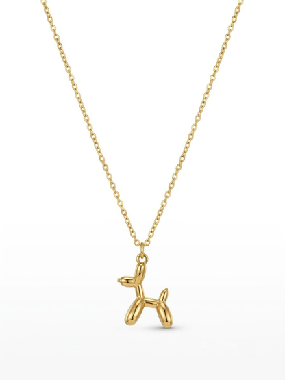 Simple Balloon Puppy Charm Pendant Golden Chain Necklace